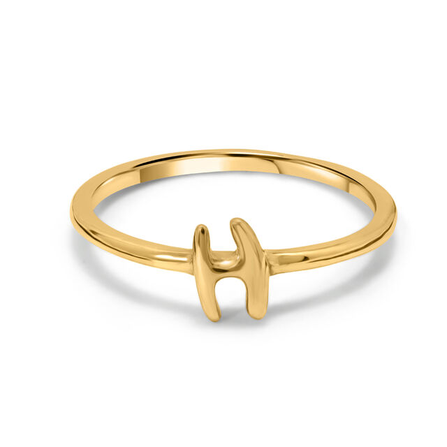 Letter H 14KT Yellow Gold Initial Ring,,hi-res image number null