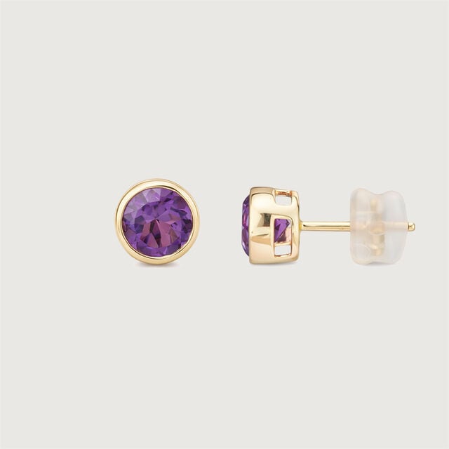 Graceful Subtle Amethyst Gold Stud Earrings,,hi-res image number null