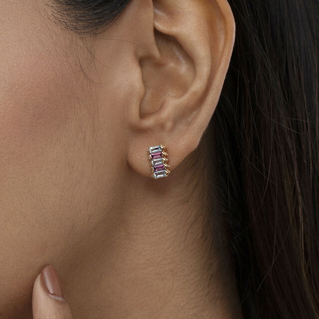 Dazzling Blue Topaz & Gold Elegance Stud Earrings,,hi-res image number null