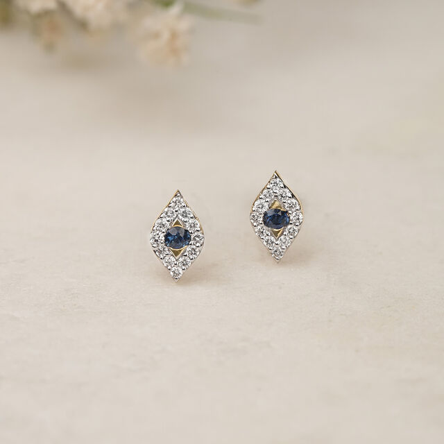 Sapphire Symphony 14KT Gold & Diamond Stud Earrings,,hi-res image number null