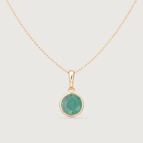 Sleek Contemporary Emerald Gold Pendant