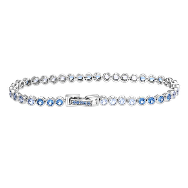 925 Silver Geometric Modish Bracelet with Blue Zirconium,,hi-res image number null
