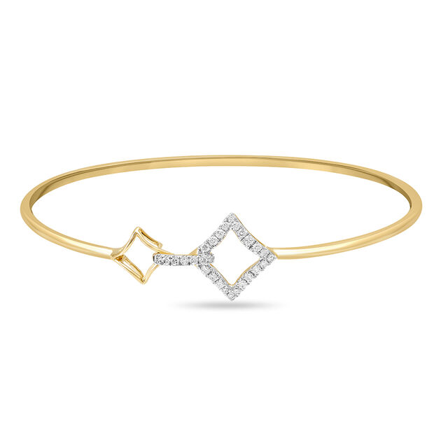 14KT Yellow Gold Sparkling Rhombus Diamond Bangle,,hi-res image number null