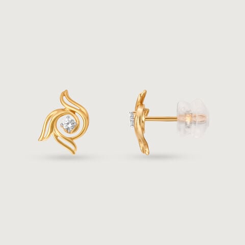Petal Radiance 14 Kt Gold & Diamond Stud Earrings
