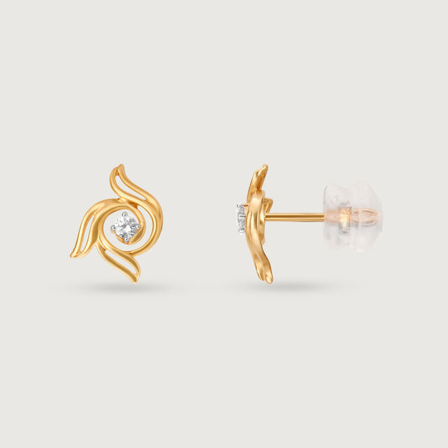 Petal Radiance 14 Kt Gold & Diamond Stud Earrings,,hi-res image number null
