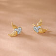 Cupid Edit Wings 14KT Pure Gold & Diamond Stud Earrings,,hi-res view 1