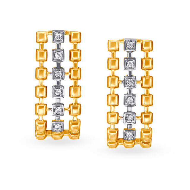14KT Yellow Gold Lighter Side of Work  Diamond Earrings,,hi-res image number null