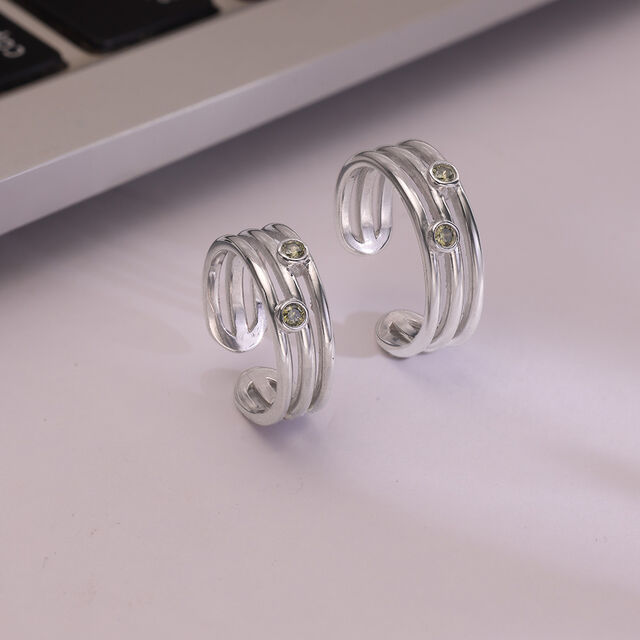 Breezy Stripe Silver Toe Rings,,hi-res image number null