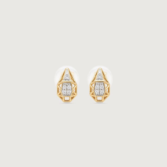 Faceted Balance Diamond Stud Earrings,,hi-res image number null