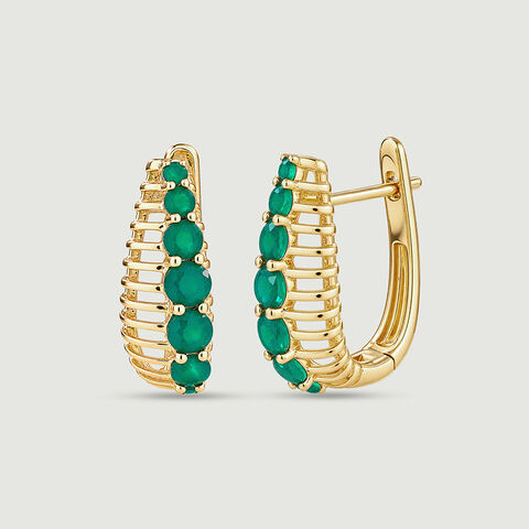 Fresh Graduated Green Onyx Hoop Earrings