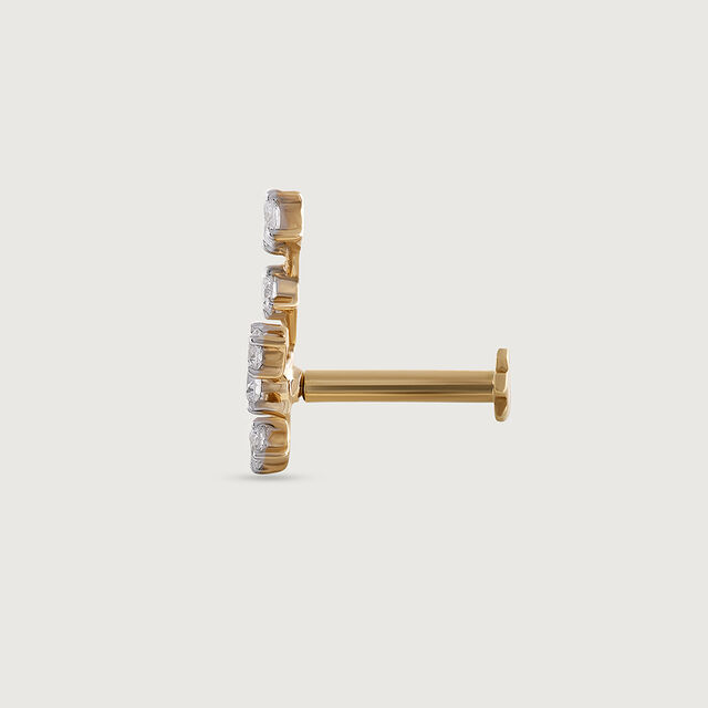 Dancing Beam Gold & Diamond Nose Pin,,hi-res image number null