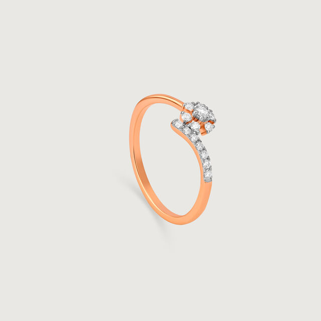 Whimsical Flower Gold & Diamond Finger Ring,,hi-res image number null