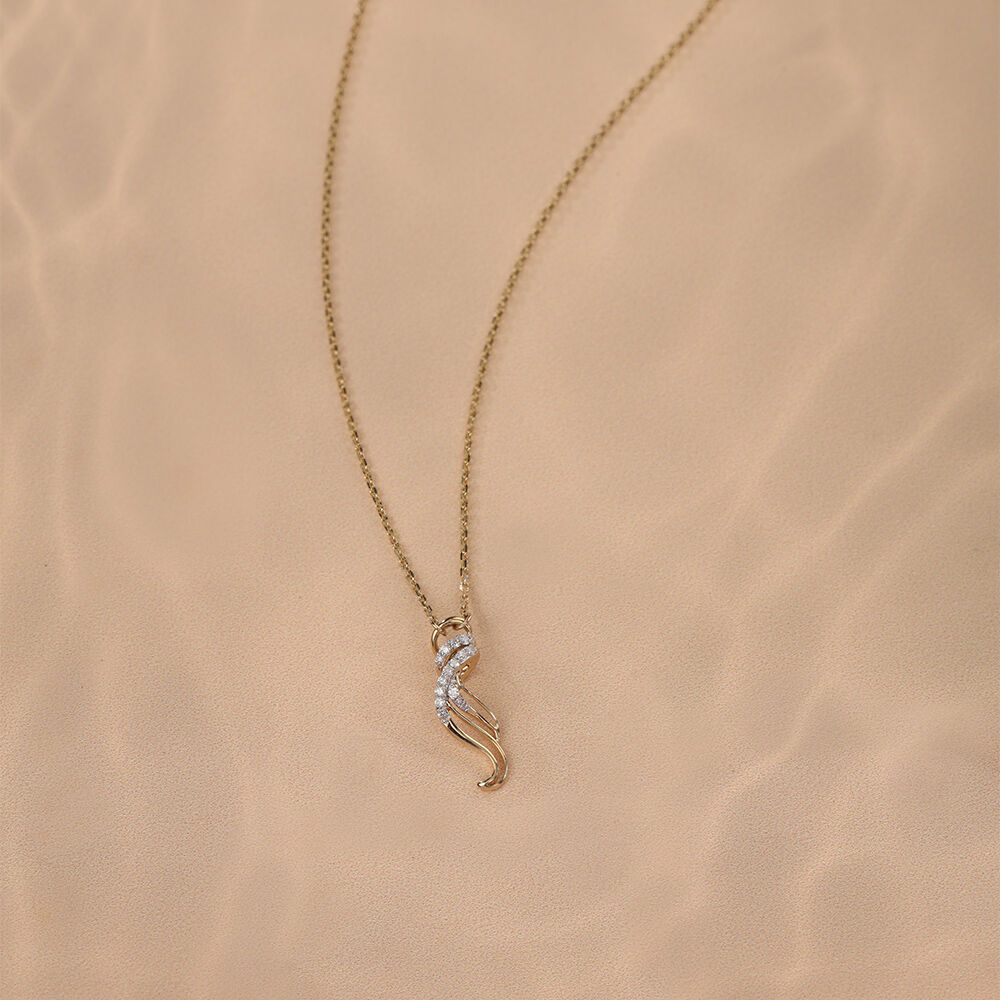 Buy Whispering Gale 14 Kt Gold Diamond Pendant with Chain Online Mia by Tanishq
