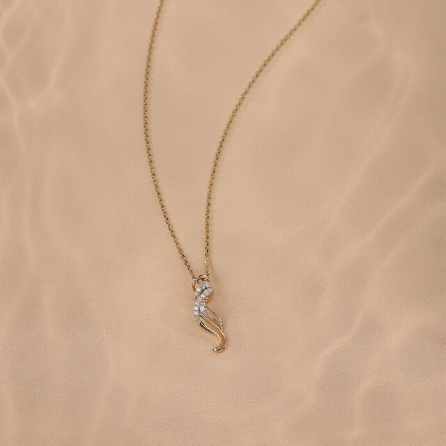 Whispering Gale 14 Kt Gold & Diamond Pendant with Chain,,hi-res image number null