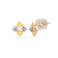 14KT Yellow Gold Radiant Rhombus Diamond Stud Earring,,hi-res view 2