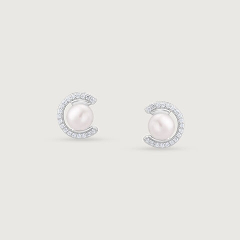 Dainty Crescent Silver Stud Earrings
