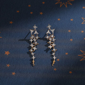 Trailing Stars 14 KT Diamond Drop Earrings
