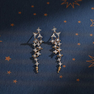 Trailing Stars 14KT Diamond Drop Earrings