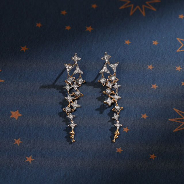 Trailing Stars 14KT Diamond Drop Earrings,,hi-res image number null