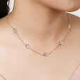 14KT Rose Gold Luminous Petalled Floral Diamond Necklace,,hi-res view 2