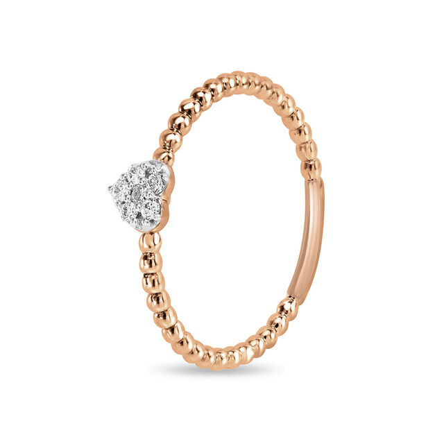 14kt Rose Gold Heart Shaped Diamond Ring,,hi-res image number null