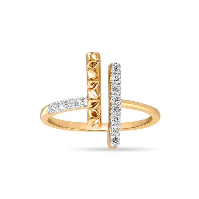 14KT Yellow Gold Luminous Lines Diamond Finger Ring,,hi-res image number null