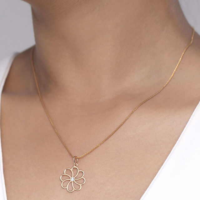 Romantic Shimmer Gold & Diamond Pendant,,hi-res image number null