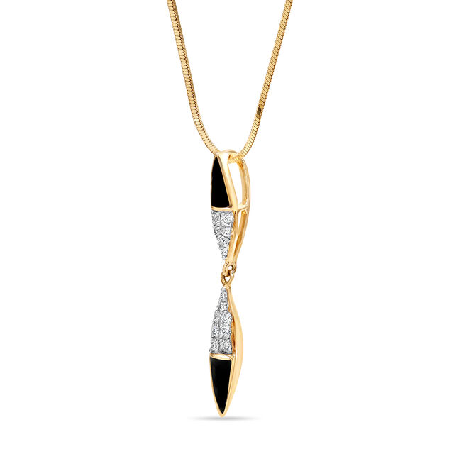 14 KT Yellow Gold Sleek Diamond Pendant,,hi-res view 2