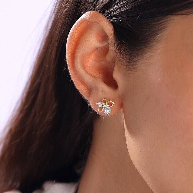 Sparkling Symmetry Gold & Diamond Stud Earrings,,hi-res image number null