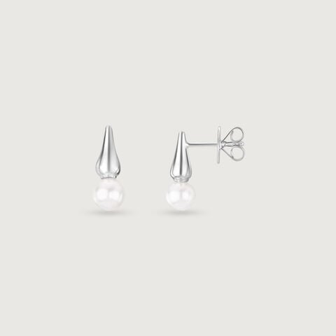Pearl Bloom Silver Stud Earrings