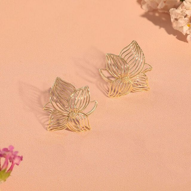 Playful Bloom Gold Stud Earrings,,hi-res image number null