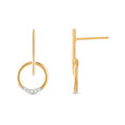 14KT Yellow Gold Fine Line Diamond Drop Earrings,,hi-res view 2