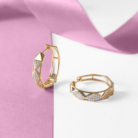 Geometric Luxe Gold & Diamond Hoop Earrings