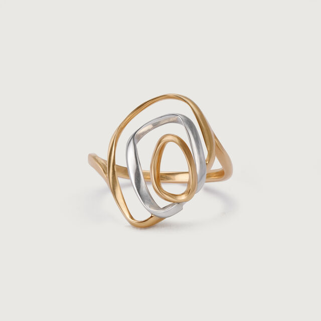 14KT Yellow-White Gold Oval Finger Ring With Openwork,,hi-res image number null