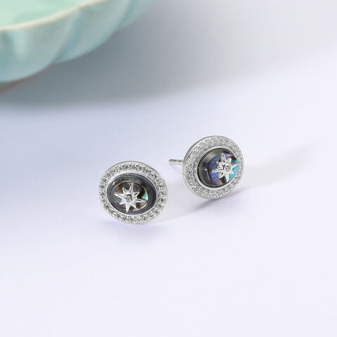 Starry Ocean Silver Stud Earrings