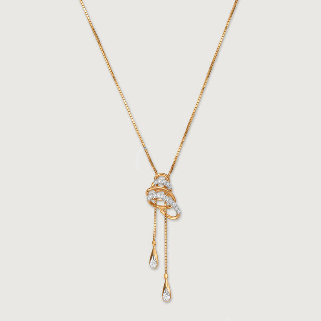 Spiral Serenade 14 Kt Gold & Diamond Necklace,,hi-res image number null