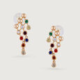 Vibrant Multicoloured Gold & Diamond Drop Earrings,,hi-res view 3