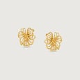 Floral Doodle Gold Stud Earrings,,hi-res view 3