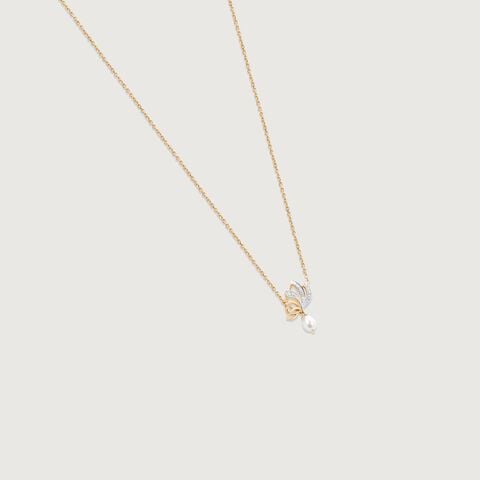 Lotus Bloom Pearl and Diamond Necklace