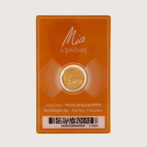 5 gm 24 Karat Mango Leaf Gold Coin (9999 Purity)