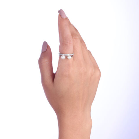 Twin Gleam Silver Ring