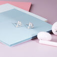 Dazzling Triple-Layer Silver Ear Stud Earrings,,hi-res view 1