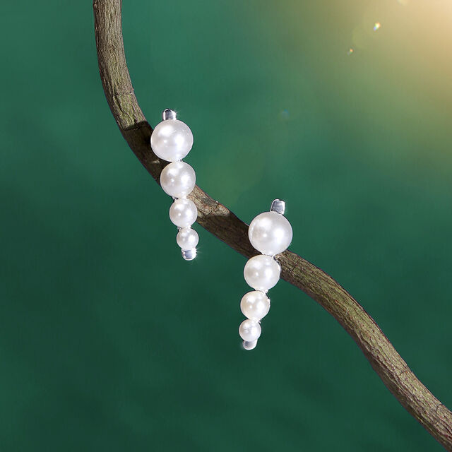 Cascade Glow Silver Stud Earrings,,hi-res image number null
