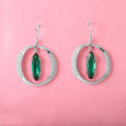 Green Enchantment Silver Hoop Earrings,,hi-res view 1