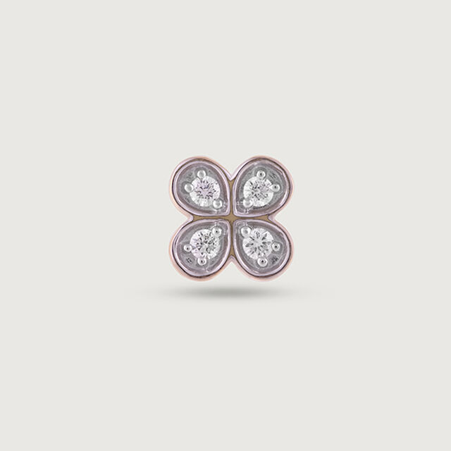 Dainty Clover Gold & Diamond Nose Pin,,hi-res image number null