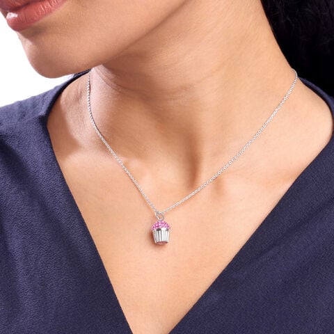 Bubbly Cupcake Silver Necklace