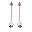 14KT Floral Jewel Tones Rose Gold Drop Earrings,,hi-res view 1