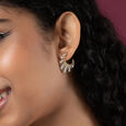 Laser Glam Gold & Diamond Stud Earrings,,hi-res view 2