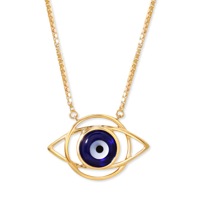 14KT Yellow Gold Geometric Evil Eye Necklace,,hi-res view 3