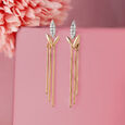 Elegant Leaf Gold & Diamond Drop Earrings,,hi-res view 1
